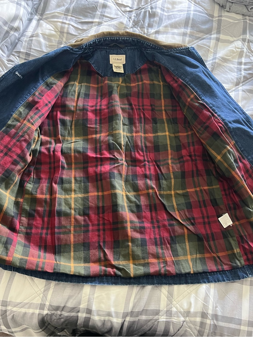 Women’s L.L. Bean 90’s vintage Blue Denim Barn Jacket lined size small - Picture 2 of 12